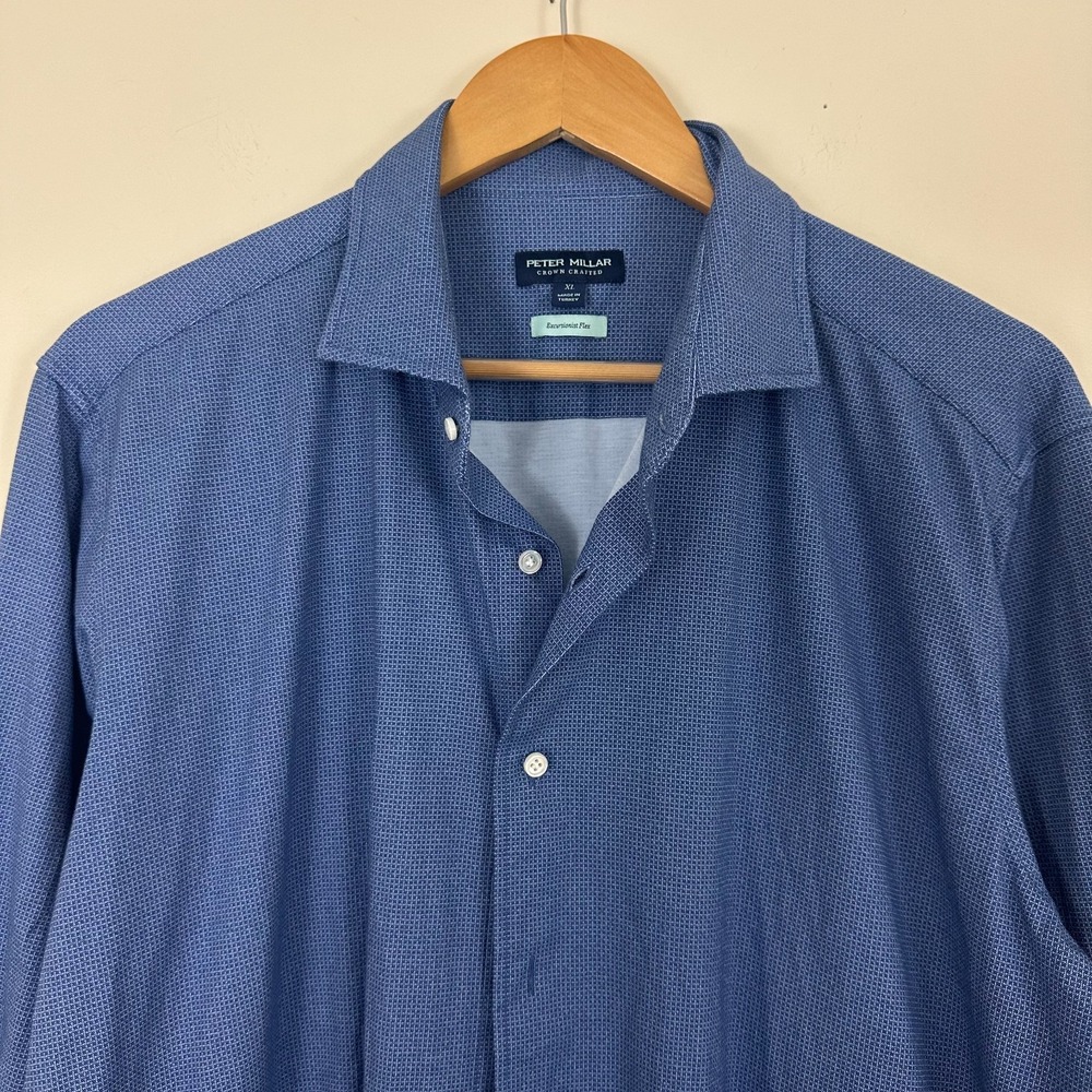 Peter Millar Excursionist Flex Shirt Blue Crown Crafted Stretch Button Up XL
